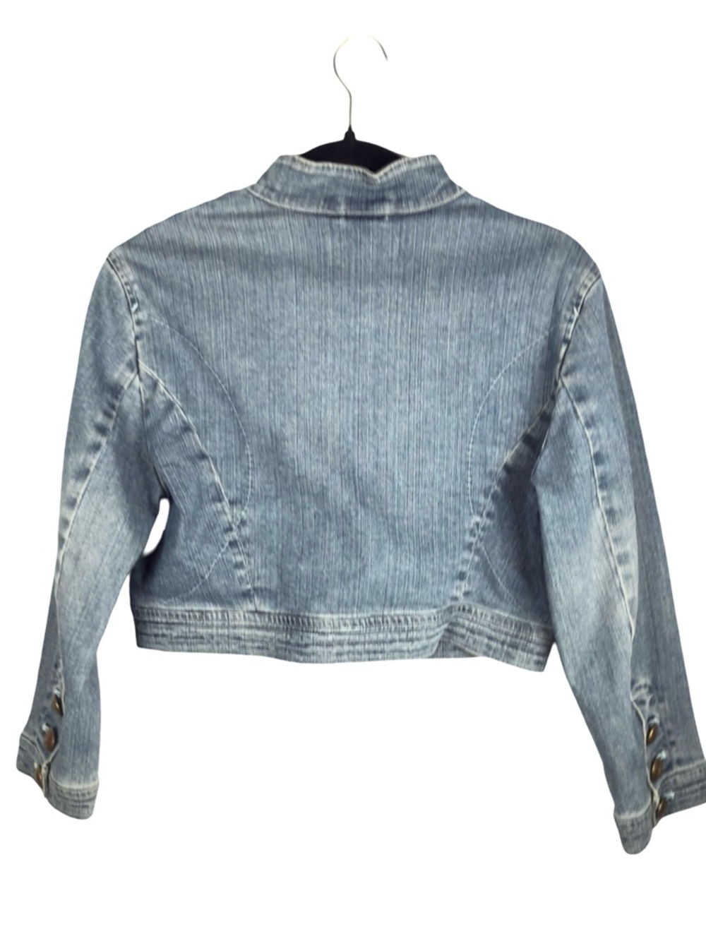 Chelsea & Theodore Cropped Military Style Denim Jacket Size M - Picture 7 of 12